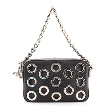 Prada Grommet Chain Shoulder Bag Vitello Daino Small