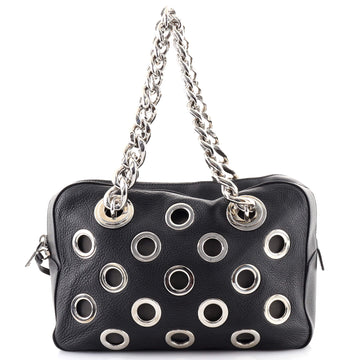 Prada Grommet Chain Shoulder Bag Vitello Daino Medium