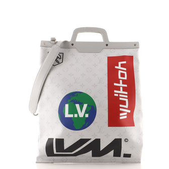 Louis Vuitton Chalk Flat Tote Bag Limited Edition Logo Story Monogram Canvas
