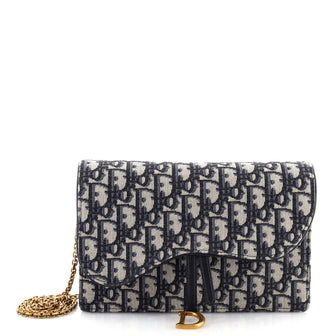 Christian Dior Saddle Chain Clutch Oblique Canvas