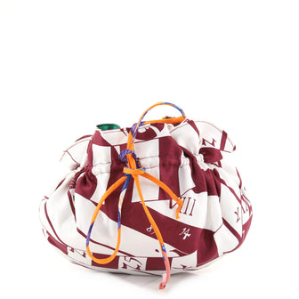 Hermes Reversible Drawstring Pouch Printed Silk