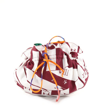 Hermes Reversible Drawstring Pouch Printed Silk