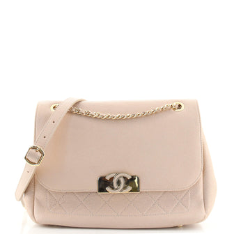 Chanel Enamel CC Pocket Chain Flap Bag Quilted Caviar Small