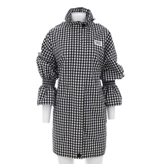 Burberry Women's Neston Gingham Check Flare Cuff Raincoat Jacket Polyester