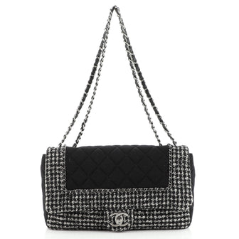 Chanel Flap with Chain Bag Quilted Tweed and Jersey Jumbo