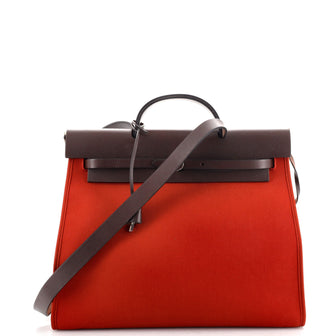 Hermes Herbag Zip Leather and Toile 39