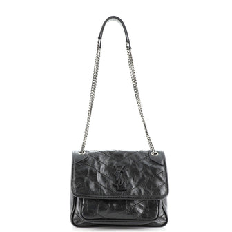 Saint Laurent Niki Chain Flap Bag Matelasse Chevron Leather Baby