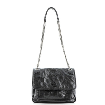 Saint Laurent Niki Chain Flap Bag Matelasse Chevron Leather Baby