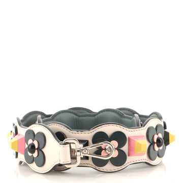 Fendi Flowerland Strap You Shoulder Strap Studded Leather