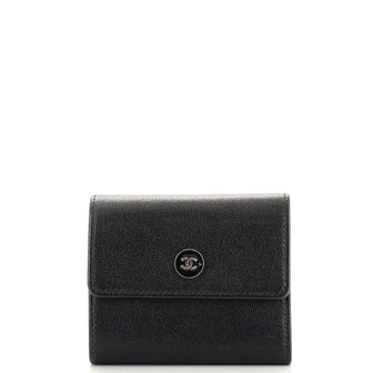 Chanel CC Button Wallet Leather Compact