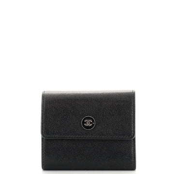 Chanel CC Button Wallet Leather Compact