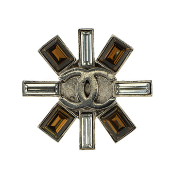 Chanel Vintage CC Cross Brooch Metal and Crystals