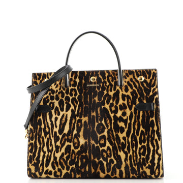 Burberry Title Top Handle Bag Printed Calf Hair Medium