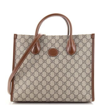 Gucci Structured Top Handle Open Tote GG Coated Canvas Small