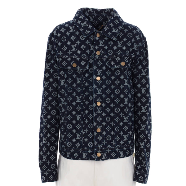 Louis Vuitton Men's Button Up Jacket Monogram Denim Blue 14990237