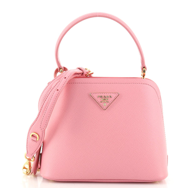 PRADA: Matinée handbag in saffiano leather - Pink
