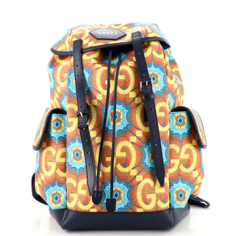 Gucci Double Pocket Belt Backpack Kaleidoscope Print GG Coated Canvas