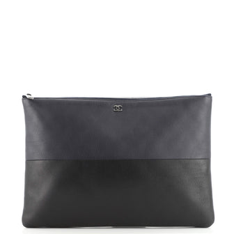 Chanel Bicolor Boy O Case Clutch Calfskin Large