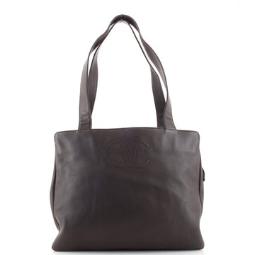 Chanel Vintage CC Logo Tote Leather Large