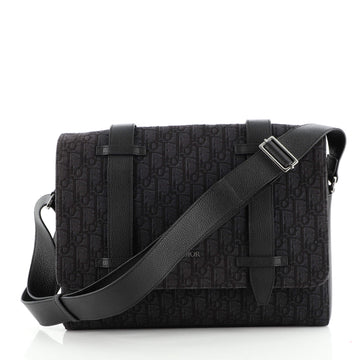 Christian Dior Flap Messenger Bag Oblique Canvas and Leather Medium