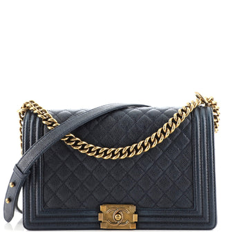 Chanel Boy Flap Bag Quilted Caviar New Medium