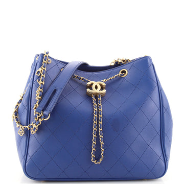 Chanel Egyptian Amulet Drawstring Bucket Bag Stitched Calfskin Medium