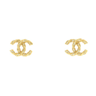 Chanel Twisted CC Stud Earrings Metal with Crystals