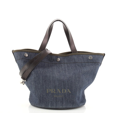 Prada Canapa Convertible Shopping Tote Denim Medium