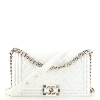 Chanel Boy Flap Bag Quilted Crinkled Patent Old Medium
