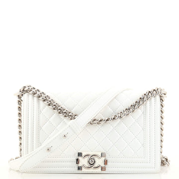 Chanel Boy Flap Bag Quilted Crinkled Patent Old Medium