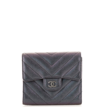 Chanel CC Compact Classic Flap Wallet Chevron Caviar
