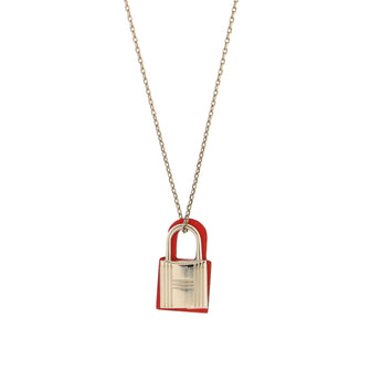 Hermes O'Kelly Pendant Necklace Metal and Leather Small