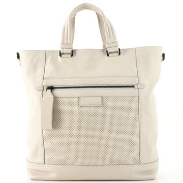 Bottega Veneta Front Zip Convertible Tote Leather with Perforated Detail Large