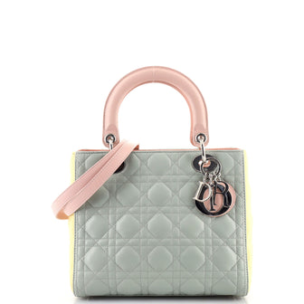 Christian Dior Tricolor Lady Dior Bag Cannage Quilt Leather Medium