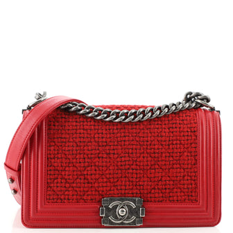 Chanel Boy Flap Bag Quilted Tweed Old Medium