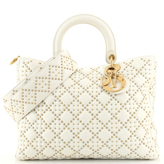 Christian Dior Supple Lady Dior Bag Cannage Studded Lambskin Large