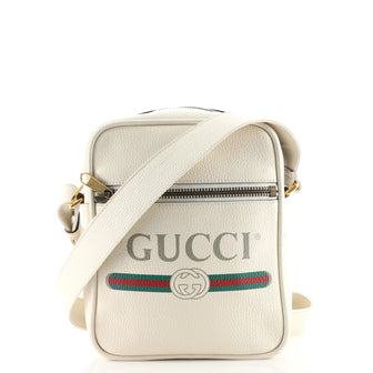 Gucci Logo Zip Messenger Bag Printed Leather Small