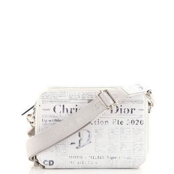 Christian Dior Daniel Arsham Double Zip Crossbody Pouch Newspaper Print Leather