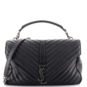 Saint Laurent Classic Monogram College Bag Matelasse Chevron Leather Large