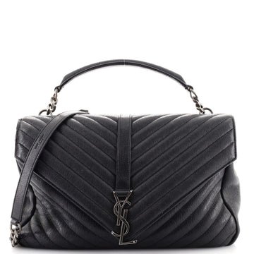 Saint Laurent Classic Monogram College Bag Matelasse Chevron Leather Large