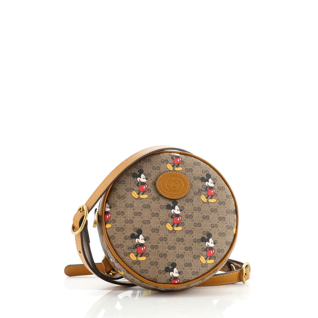 Gucci Disney Mickey Mouse Round Backpack Printed Mini GG Coated Canvas Mini Brown 1499493