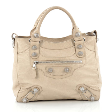 Balenciaga Velo Giant Studs Handbag Leather neutral