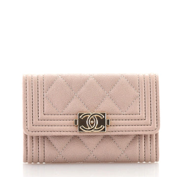 Chanel Boy Flap Card Case Quilted Caviar