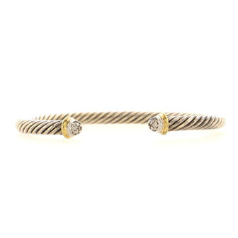 David Yurman Cable Kids Birthstone Bracelet Sterling Silver with 18K Yellow Gold and Diamonds 4mm