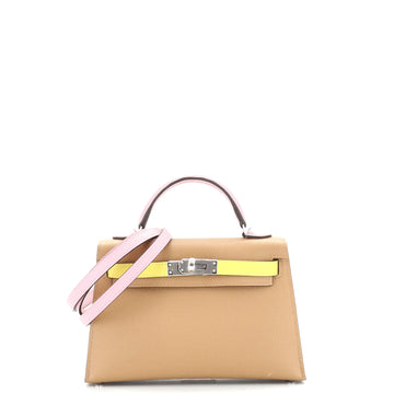 Hermes Kelly Mini II Bag Tricolor Epsom with Palladium Hardware 20
