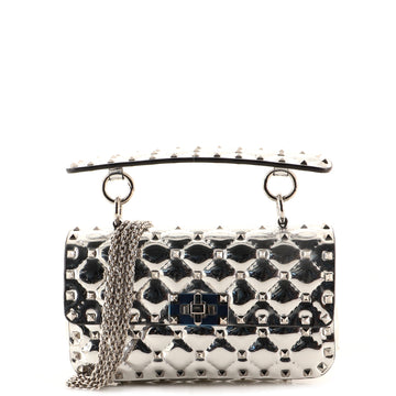 Valentino Rockstud Spike Flap Bag Quilted Patent Small