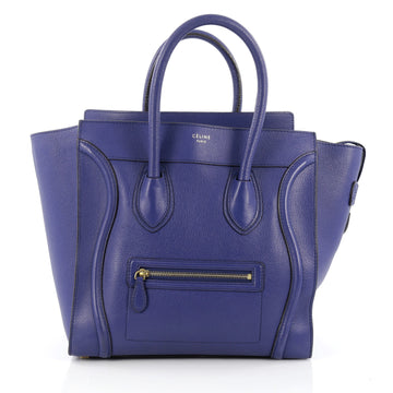 Celine Luggage Handbag Grainy Leather Mini blue