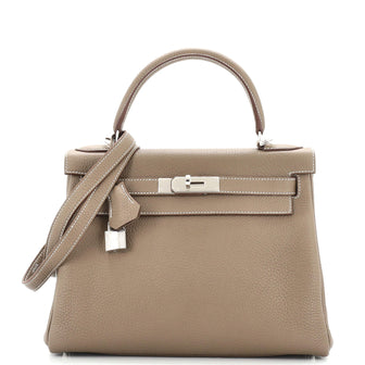 Hermes Kelly Handbag Grey Togo with Palladium Hardware 28