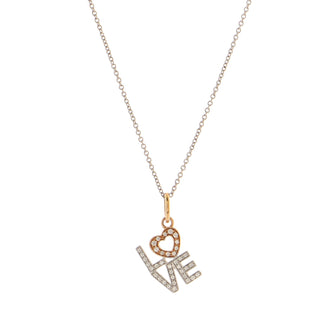 Tiffany & Co. Love Pendant Necklace 18K White Gold and 18K Rose Gold With Diamonds