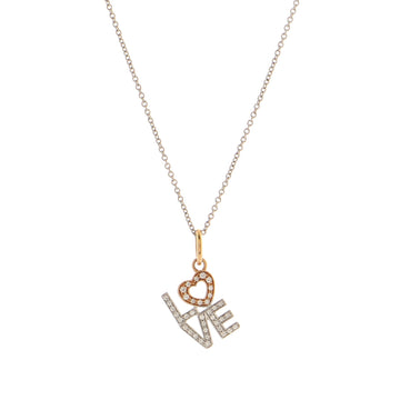 Tiffany & Co. Love Pendant Necklace 18K White Gold and 18K Rose Gold With Diamonds